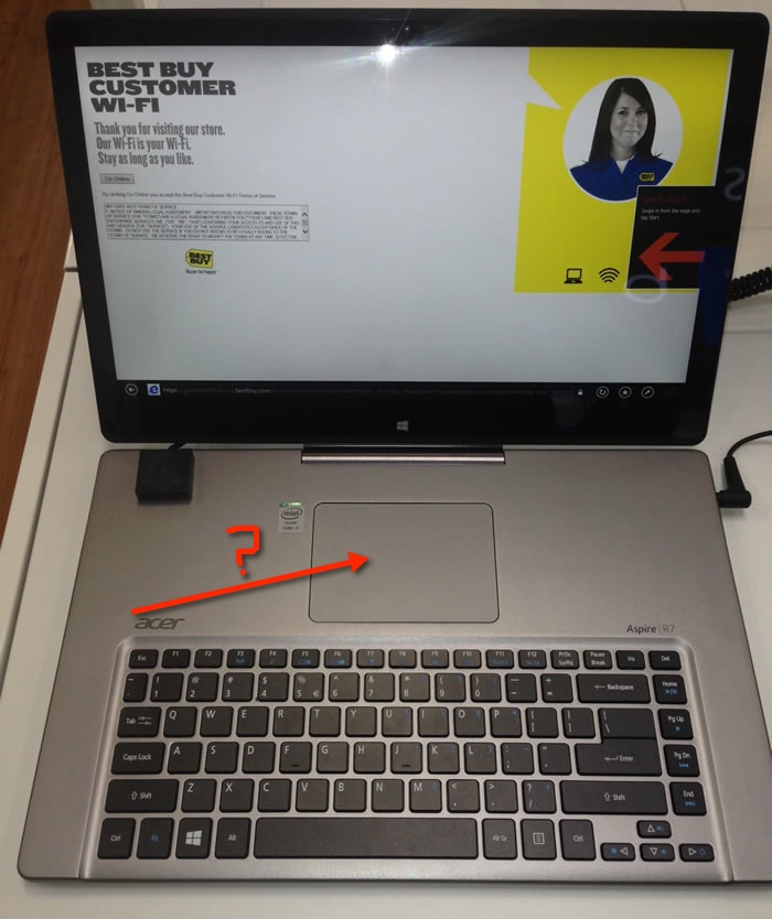 Acer Aspire R7 track pad